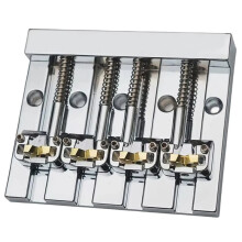 Vintage 4-String Bridge 82x68.3MM String Bottom Through with Brass Saddle String Spacing 18.6MM Fixed Bridge Chrome