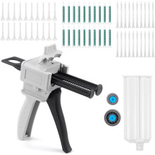 Dispenser 2K Glue Dispenser,50 Ml Epoxy Glue Dispenser,Handle Glue Mixed for Mixing 2:1 AB Adhesive, with 60 Pcs Nozzles