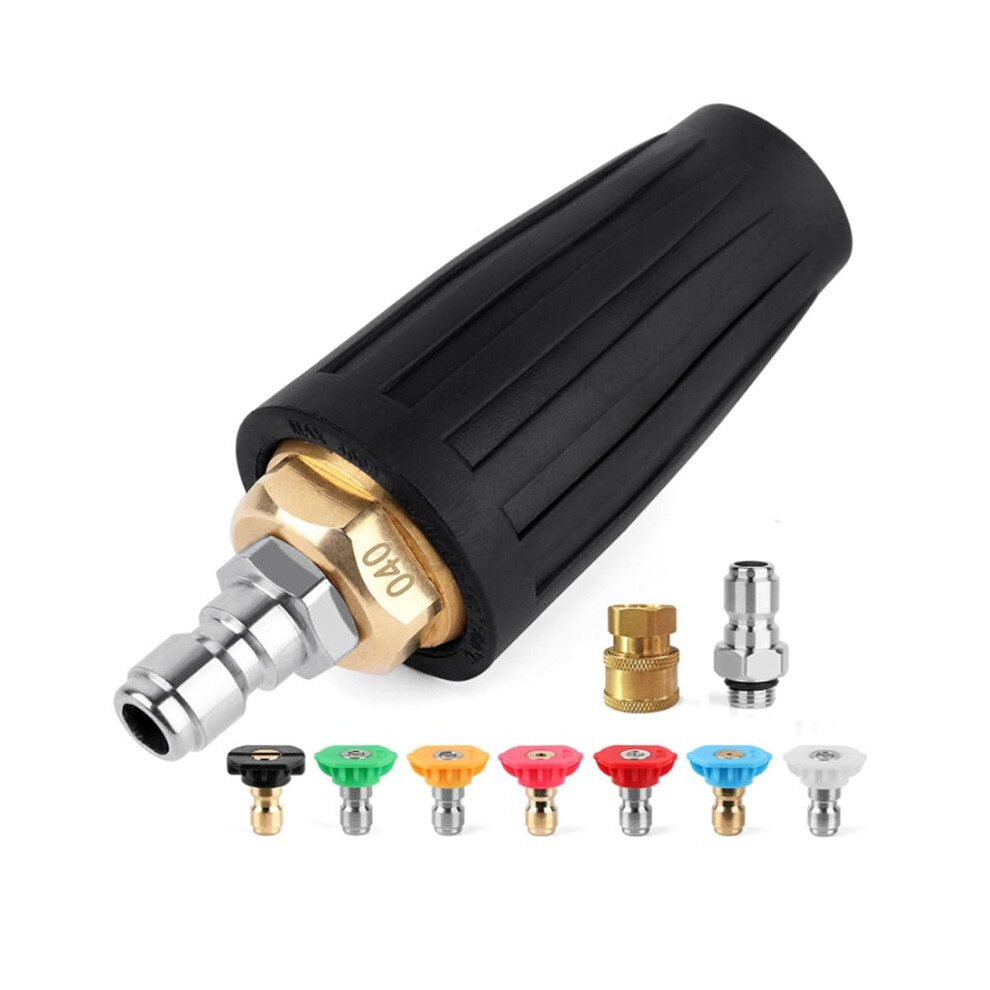 Pressure Washer Turbo Nozzle,Rotating Pressure Washer Nozzles With 1/4In+3/8In Quick Connect,7 Power Washer Nozzle Tips 4713332038851