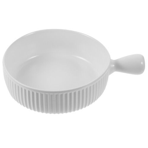 3Pcs White Ceramic Bowl for Baking Handheld Decorative Kitchen Tray 2