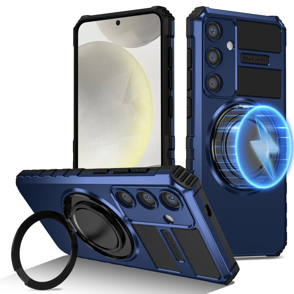 Samsung Galaxy S21 Fe 5G Case With Rotating Ring Stand, Magsafe-Compatible, Heavy-Duty Magnetic, Blue 9341593630313