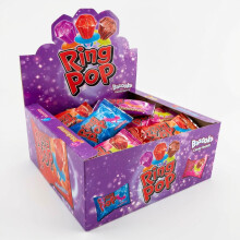 24pk Bazooka Ring Pops Box 4 Flavours Mixed Fruit Candy Lollipop Rings