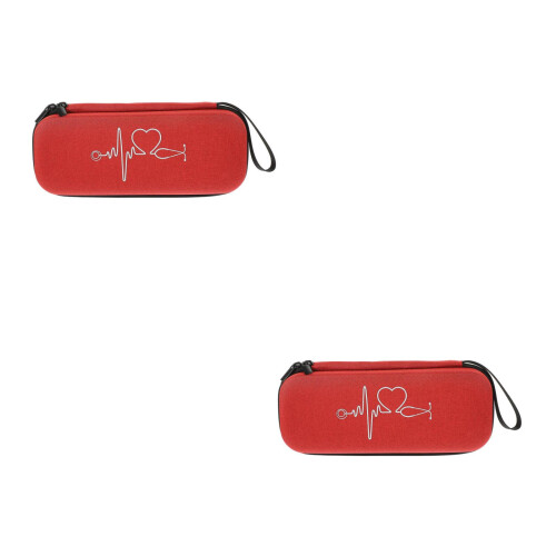 2St Rood Stethoscoop Bewaartas Compact Praktisch Met Accessoire Vak 1