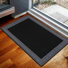 (Black Grey, 40 x 60 cm) Non Slip Door Mats Small Large Washable Rugs Indoor Bedroom Kitchen Floor Mat with Multiple Colors And