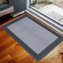 (Grey Black, 66 x 120 cm) Non Slip Door Mats Small Large Washable Rugs Indoor Bedroom Kitchen Floor Mat with Multiple Colors And