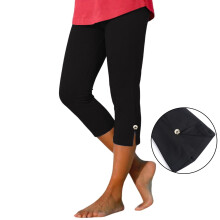 Capri Leggings for Women Black Stretchy Knee-Length Trousers
