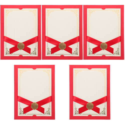 5Pcs Red Paper Document Holders for Certificate and Diploma Daily Use 2