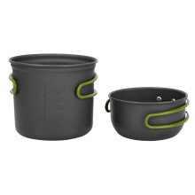 Outdoor Adventure Pot Set Folding Handle Design Heat Protection Cover Lightweight And Durable Compact Storage Easy To Clean Versatile For Hiking