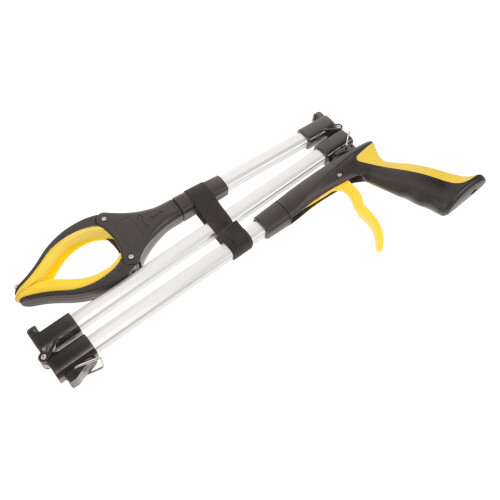 2Pcs Reusable Yellow Trash Picker Grabber Foldable Aluminum Tool 2