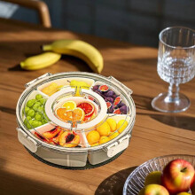 5-Section Rotating Snack Tray with Lid – Party, Wedding & Holiday Appetizer Plate – Compatible with Christmas, Halloween, Valentine's Day