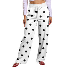 Women's Winter Polka Dot Sports Pants White XXL