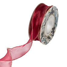 Ribín Organza Trédhearcach Rós-Bhurgúine, 1.5 Orlach x 10 Slat Úsáidte le haghaidh Fillte Bronntanais, Fillte Bouquet, Maisiú Bainise, Gach