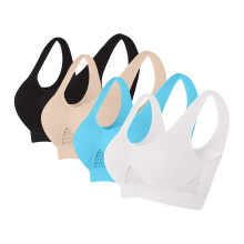 Set van 4 sportbeha's van katoen, sportbeha's voor dames, sportbeha's met vulling, katoenen beha's voor dames (multicolor-5)
