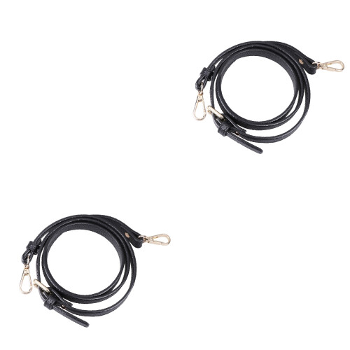 2Pcs Adjustable PU Shoulder Bag Strap Black Golden Durable Replacement 2