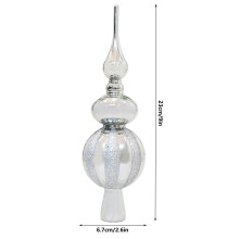 Christmas Tree Topper, Christmas Star Tree Topper, Spherical Xmas Tree Ornaments, 3 Tier Treetop Decoration Classic Holiday Party Decor (Silver)