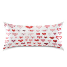 Taies d'oreiller en satin à motifs cœurs, format standard 40 x 20 pouces