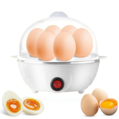Mini Electric Egg Cooker, 6-Egg Capacity, Auto Shut-Off, Soft/Medium/Hard Boiled, White – Compatible with US Outlets