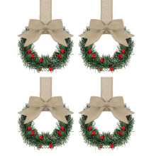 Christmas mini cabinet wreath with red berry and ribbon bow