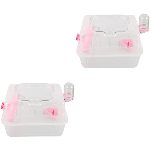 2Pcs Compact Portable Hamster Carrier Cage Plastic Box for Outdoor Use 1