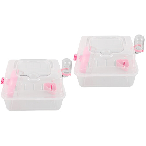 2Pcs Compact Portable Hamster Carrier Cage Plastic Box for Outdoor Use 2