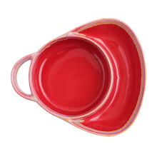 Retro Ceramic Soup and Sandwich Plate Combo with Handle Stoneware Bowls & Side Bowls Easy to Clean Great for Breakfast