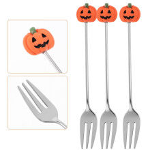 FOXNOVO6 piezas de tenedores de postre de acero inoxidable con forma de calabaza para decoración de mesa