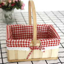 Handwoven Wicker Picnic Basket Rural Style with Removable