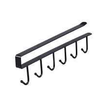 Suporte para canecas de café com 6 ganchos para instalação sob armário, suporte de metal para canecas, taças de vinho e utensílios –
