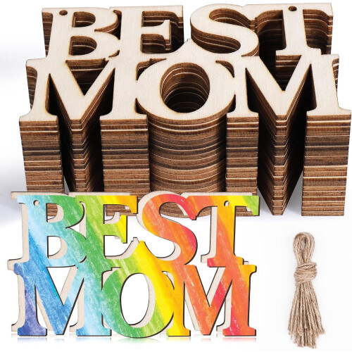 10 τεμάχια ακατέργαστο ξύλο BEST MOM Crafts για παιδιά – Ετικέτες δώρων για την Ημέρα της