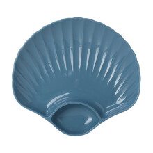 Shells Shape Blue Plastic Plates (7.1x7.5"), Dishwasher & Microwave Safe, Reusable, Lightweight – Compatible with Kitchen & Camping