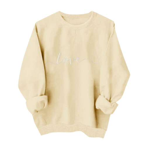 Beige oversized sweatshirt med broderet kærlighed til kvinder