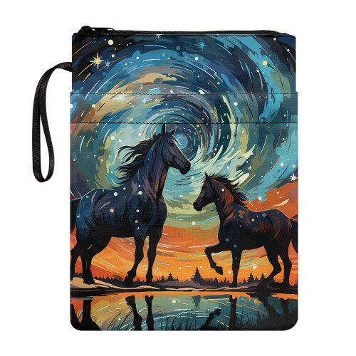 Τσάντα Tote Horse and Starry Sky με φερμουάρ από πολυεστέρα