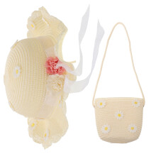 2Pcs Floppy Beach Hat for Kids White Bamboo Style Set for Everyday Wear