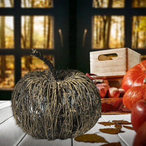 Rattan Pumpkin Ornament for Halloween & Fall Decor 2