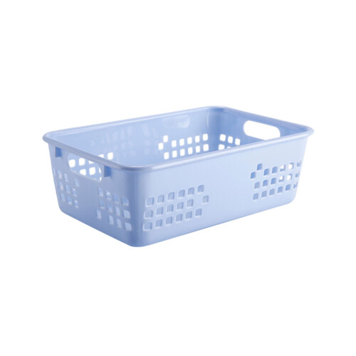 Small Desktop Storage Basket, Plastic Organizer Bin with Handles, Stackable for Remote Controls, Office, Kitchen & Bathroom – Compatible with