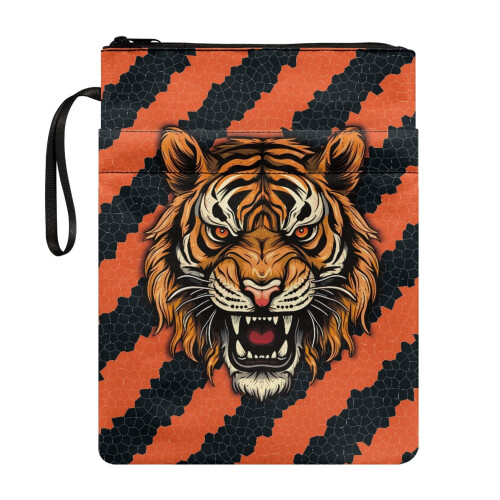 Tigermønster handleveske med bokhylle i polyester, 1-pakning