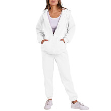 Stretch Jogger Pants And Full Zip Hoodie Set For Women Lightweight Polyester With Functional Pockets For Women