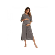 Women Zipper Robe Short Sleeve House Dress Full Length Sleepwear Duster Housecoat with Pockets