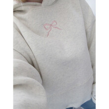 Trendiges Sweatshirt mit floralem Schleifenmuster für Damen, weicher Polyesterstoff, lässiger Hoodie, langärmelig, Oversize-Pullover