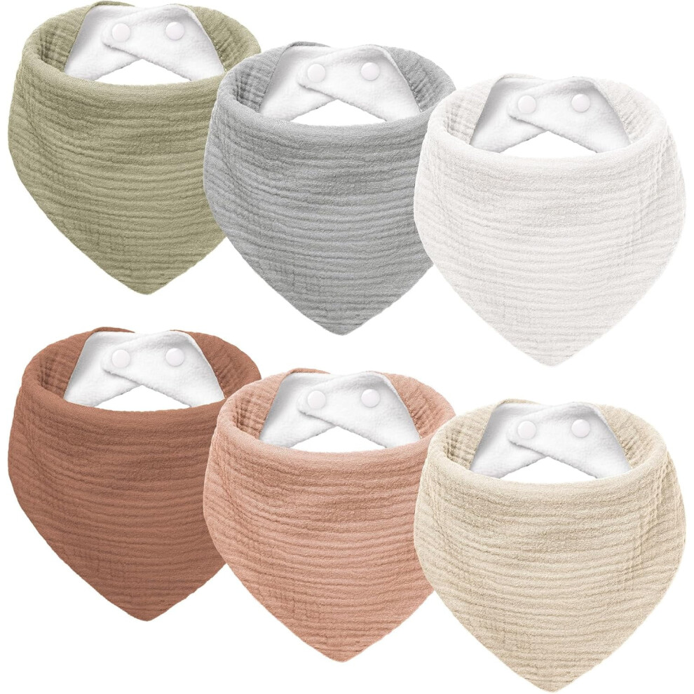 Muslin Baby Drool Bibs Soft Triangular Adjustable 6-Pack
