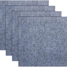 (Light Gray) 20 Pack Self-Adhesive Carpet Tiles 30x30cm — Grey Peel & Stick Flooring Squares, Removable Non-Slip