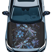 Purple Dragonfly FlowerHood Cover with 2 PCS Car Mirror Cover Car Decorations Covers Protector Heat-Resistant Universal Fit Most Cars (Set of 3)