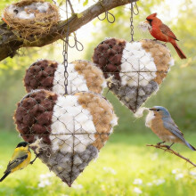 Handgemaakte hartvormige nestkastjes van vezelcomposiet, kolibrie-nestkastjes voor buiten, tweeseizoenen buitenverblijf voor tuin en erf (3 stuks)