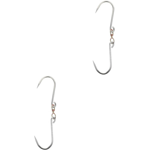 2Pcs Sharp Pointed Silver Meat Hooks Metal Sausage and Butcher Hooks 2