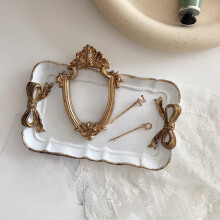 Dessert Tray Storage, Resin Bowknot Tray, Jewelry Organizer Plate, Household Sundries, Vintage Japanese Style, Decorative, Multipurpose Compartment