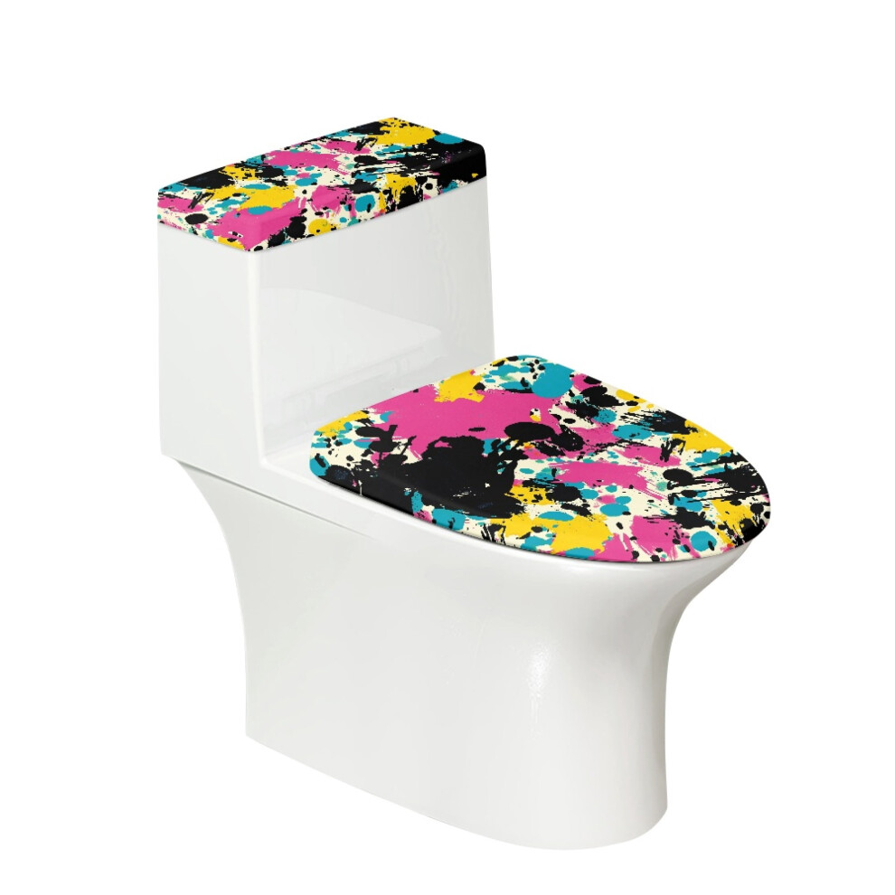 Soft Polyester Fabric Toilet Top Cover, Reusable Stays In Place Toilet Lid Cover Set For Indoor Home 9132278019673