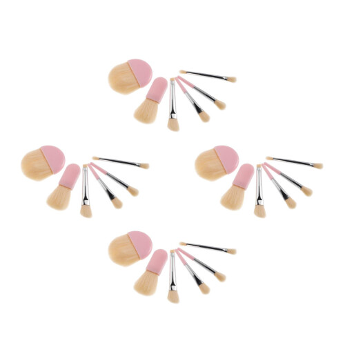 4Sets Roze Make-Up Kwasten Set Mini Voor Met Soft Borstels