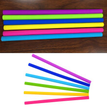 Straight Silicone Straws 6Pcs for Coffee and Tea Reusable and Easy to Clean for Travel