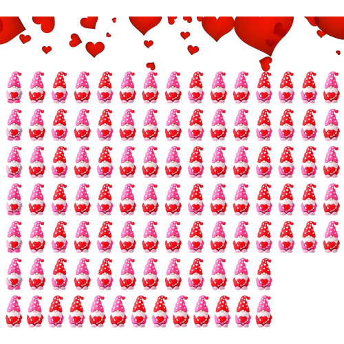 Heart Gnome Sculpture Pink Tabletop Centerpiece