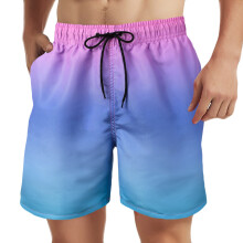 Men's Plus Size Quick-Dry Hawaiian Beach Shorts with Pockets, Liner & Elastic Waist – Purple, Size S